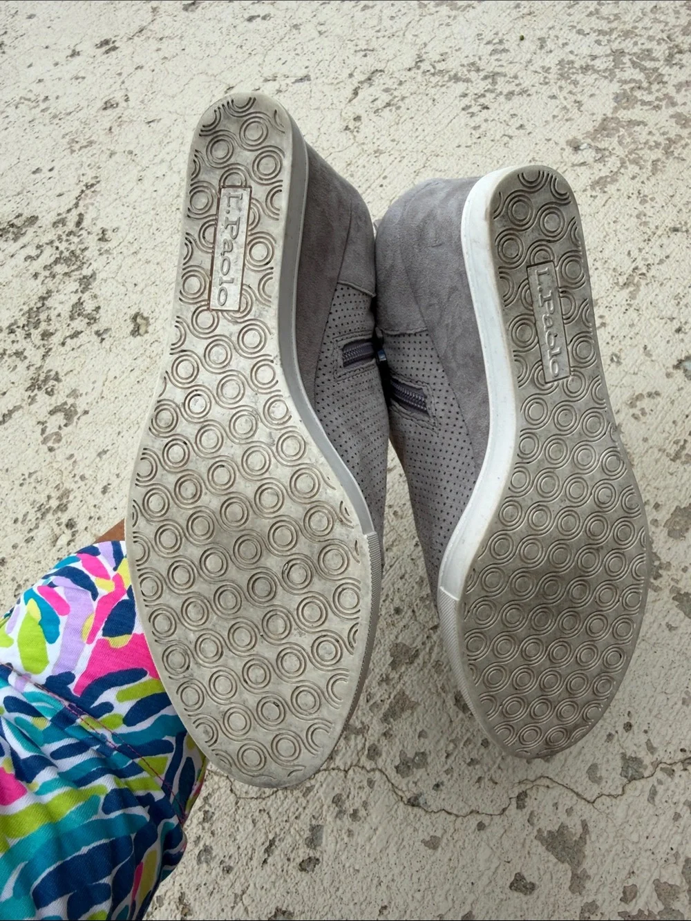 Paolo Gray Perforated Suede Wedge Sneakers